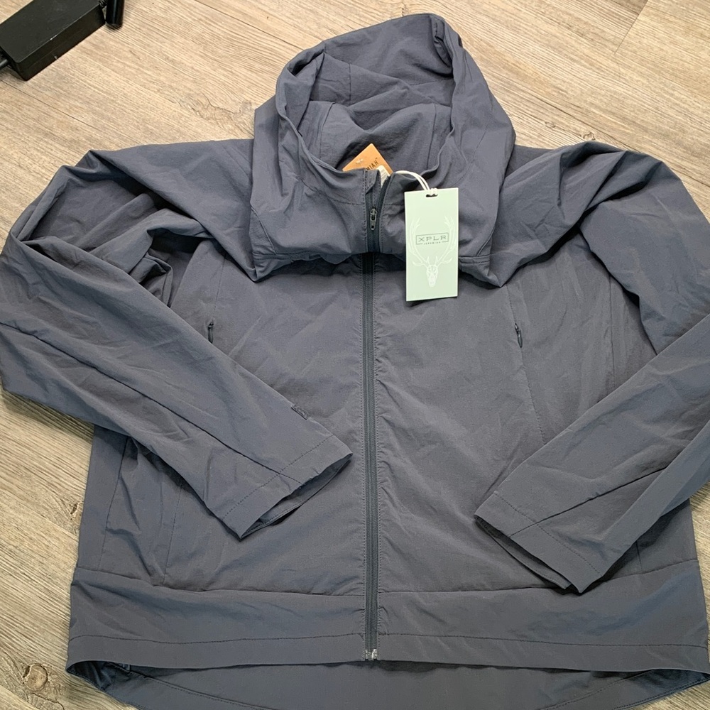 Men’s Jeremiah XPLR Zip Up Hooded Jacket Size L Cadet Blue